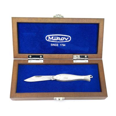 Couteau poisson argenté ACIER DE DAMAS manche ARGENT MIKOV 130-DS-1 3