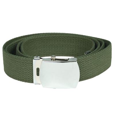 Ceinture américaine pour pantalon avec boucle argentée VERTE, longueur 130 cm