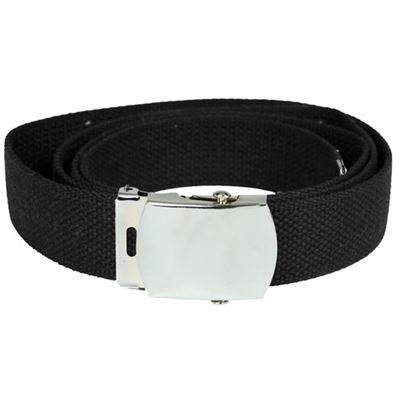 Ceinture américaine pour pantalon avec boucle argentée NOIRE, longueur 130 cm