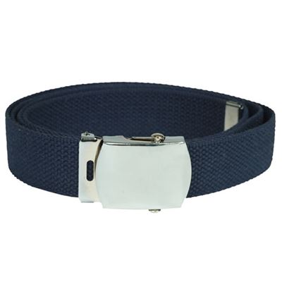 Ceinture américaine pour pantalon avec boucle argentée BLEUE, longueur 130 cm