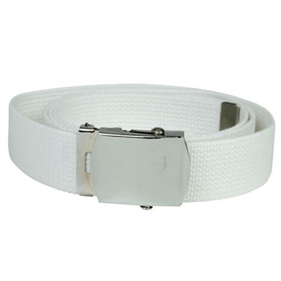 Ceinture américaine pour pantalon avec boucle argentée BLANCHE, longueur 130 cm