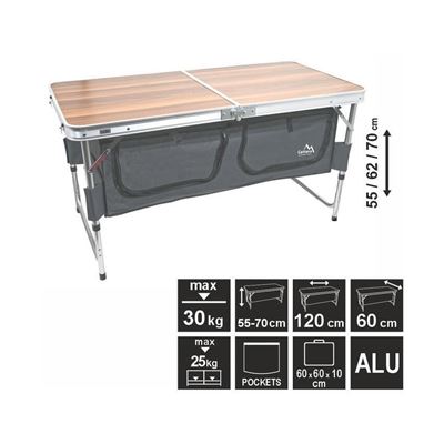 Table pliante de camping - plateau en formica imitation bois Cattara 13481 6