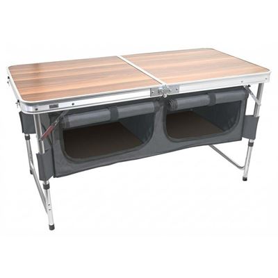 Table pliante de camping - plateau en formica imitation bois