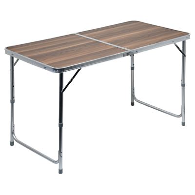 Table pliante de camping - plateau en formica imitation bois