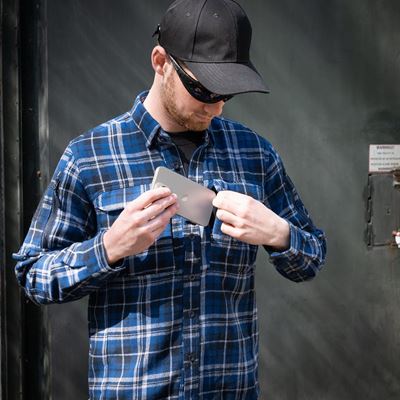 Chemise en flanelle CONTRACTOR à carreaux BLEU Task Force 2215 135505BG 5