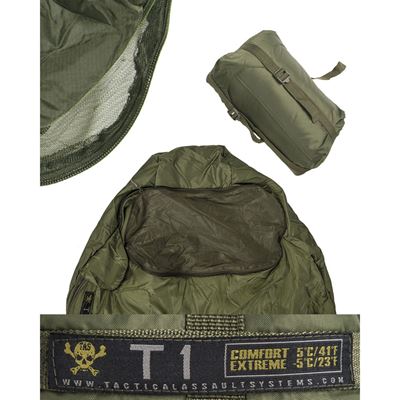 Sac de couchage trois saisons MUMIE 3D en fibre creuse VERT MIL-TEC® 14113601 2