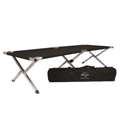 Chaise longue pliante US avec cadre en aluminium dans un emballage NOIR