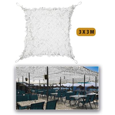 Filet d'ombrage en plastique avec câble en acier BLANC-GRIS 3x3 m