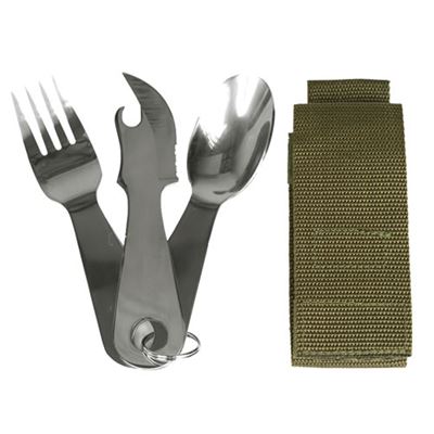 Couverts STEEL avec anneau et étui VERT