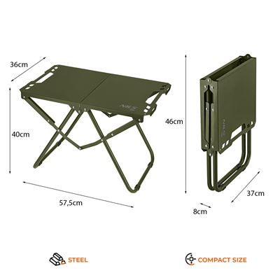 Table de campagne pliante en acier VERTE NILS Camp 15-03-352 7