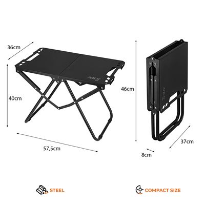 Table de camp pliable en acier NOIRE NILS Camp 15-03-353 6