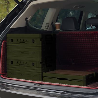 Caisse pliable avec couvercle et plateau en bois 32 L VERTE NILS Camp 15-03-610 3