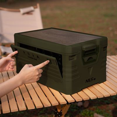 Caisse pliable avec couvercle et plateau en bois 32 L VERTE NILS Camp 15-03-610 10