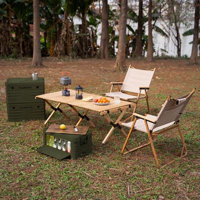 Caisse pliable avec couvercle et plateau en bois 32 L VERTE NILS Camp 15-03-610 4