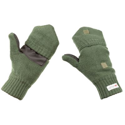 Gants mitaines tricotés avec rabat VERT