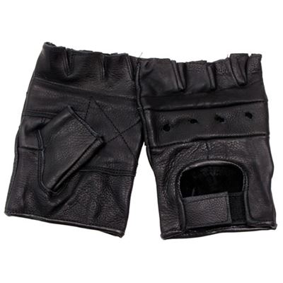 Gants sans doigts en cuir NOIRS