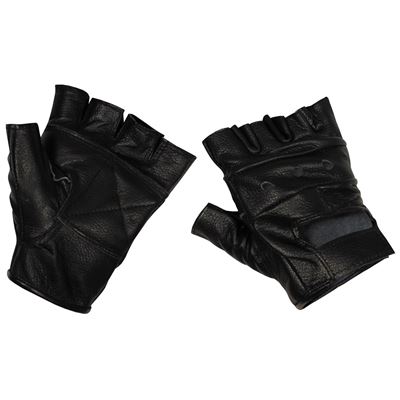 Gants sans doigts en cuir NOIRS MFH 15514 2