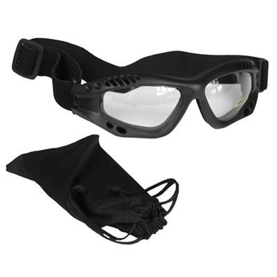 Lunettes COMMANDO AIR Mil-Tec NOIRES TRANSPARENTES
