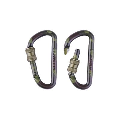 Mousqueton TACTIQUE à vis 80 mm WOODLAND paire