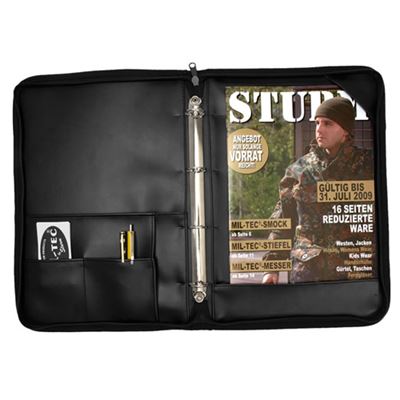 Classeurs à rabats pour documents au format A4 avec fermeture éclair et intercalaires NOIRS