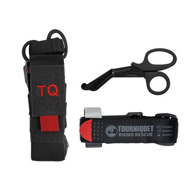 Garrot Rhino Rescue kit comprenant un étui et des ciseaux NOIR