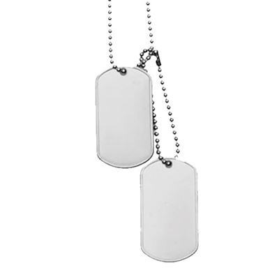 Plaques d'identité américaines « DOG TAG » sans tampons ARGENT