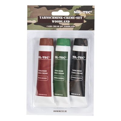 Couleurs de camouflage en tube SET 3x30g NOIR/VERT/MARRON