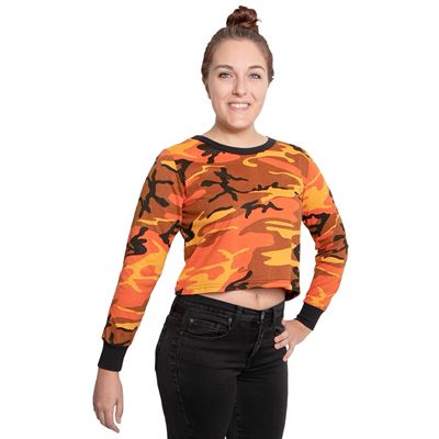 T-shirt femme court CROP à manches longues ORANGE CAMO ROTHCO 1665 3