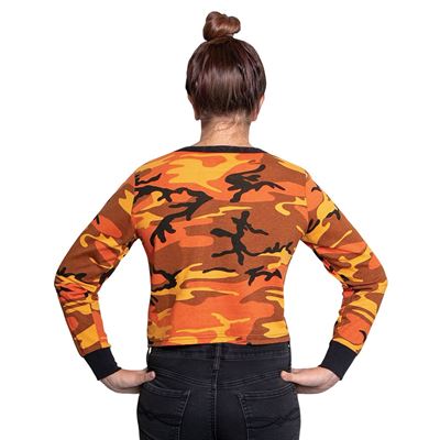 T-shirt femme court CROP à manches longues ORANGE CAMO ROTHCO 1665 4