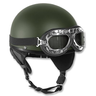 Casque de moto RETRO avec lunettes VERTE