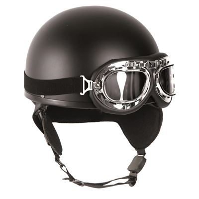 Casque de moto RETRO avec lunettes NOIR