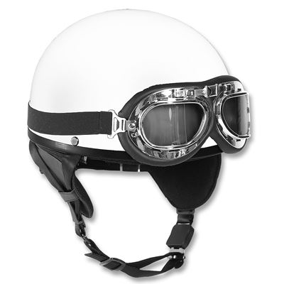 Casque de moto RETRO avec lunettes BLANC