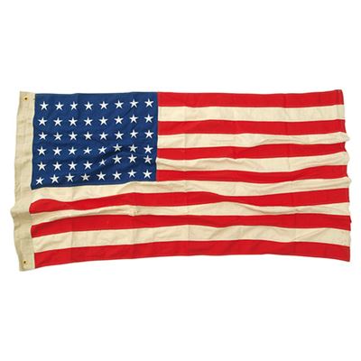 Drapeau américain 48 étoiles de la Seconde Guerre mondiale VINTAGE coton brodé 90 x 150 cm