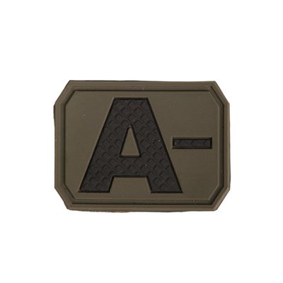 Écusson en plastique 3D sur velcro, groupe sanguin A - VERT