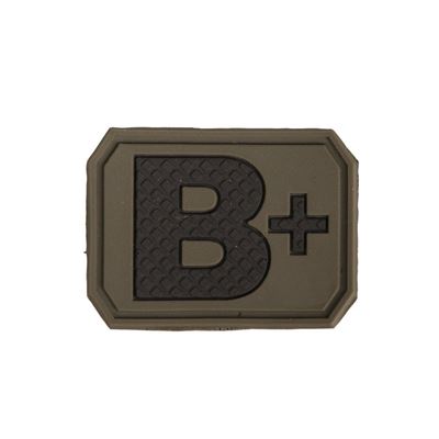 Écusson en plastique 3D sur velcro, groupe sanguin B+ VERT