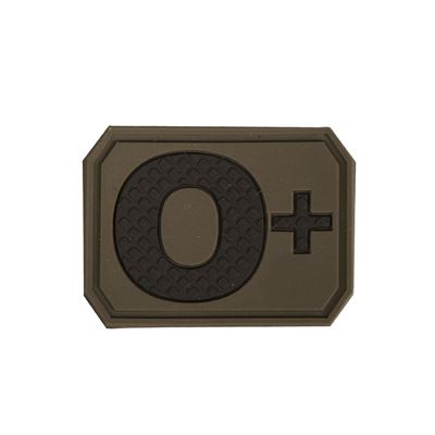 Écusson en plastique 3D à velcro, groupe sanguin 0+ VERT