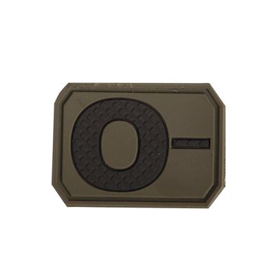 Écusson en plastique 3D à velcro groupe sanguin 0- VERT
