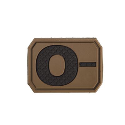 Écusson en plastique 3D à velcro groupe sanguin 0- COYOTE