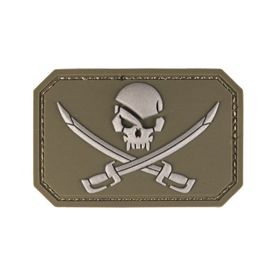 Écusson plastique 3D à velcro « crâne + sabre » VERT