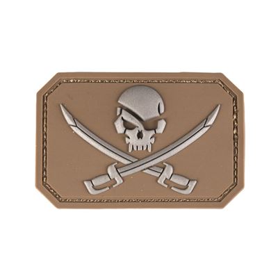 Écusson en plastique 3D à velcro « crâne + sabre » COYOTE