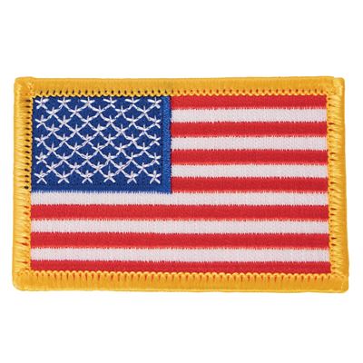 Écusson drapeau américain 5 x 7,5 cm couleur bordure jaune