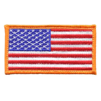 Écusson drapeau américain 4,5 x 8,5 cm Bordure ORANGE