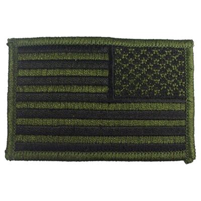 Écusson drapeau américain inversé 5 x 7,5 cm VERT-NOIR