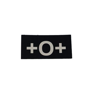 Écusson IFF IR groupe sanguin VELCRO + 0 + NOIR