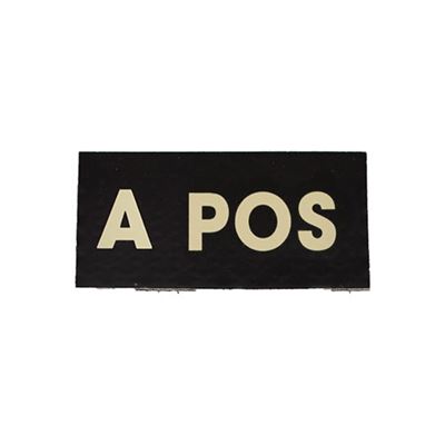 Écusson IFF IR groupe sanguin VELCRO A POS NOIR