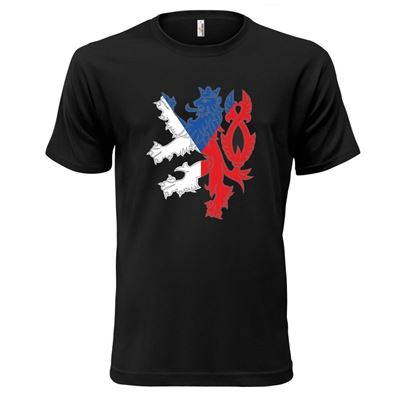 T-shirt lion tchèque avec drapeau NOIR