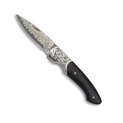 Couteau pliant BLACK WOOD lame DAMAS