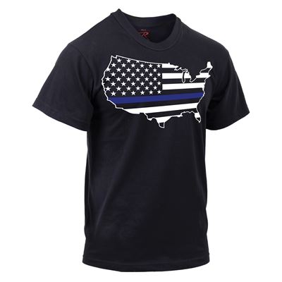 T-shirt THIN BLUE LINE USA carte NOIR ROTHCO 1851 4