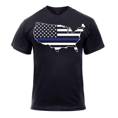 T-shirt THIN BLUE LINE USA carte NOIR
