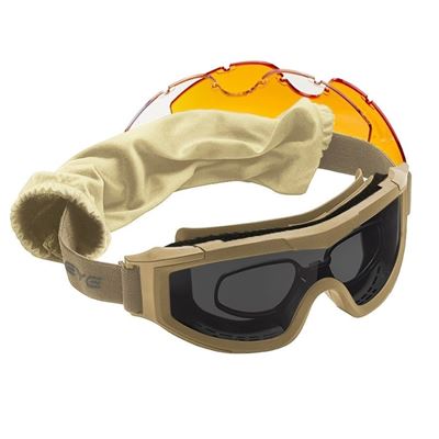 Lunettes tactiques fermées F-Tac avec verres interchangeables et clip RX COYOTE